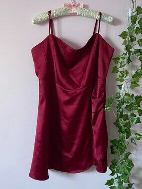 Elodie Red Satin Mini Dress Size L